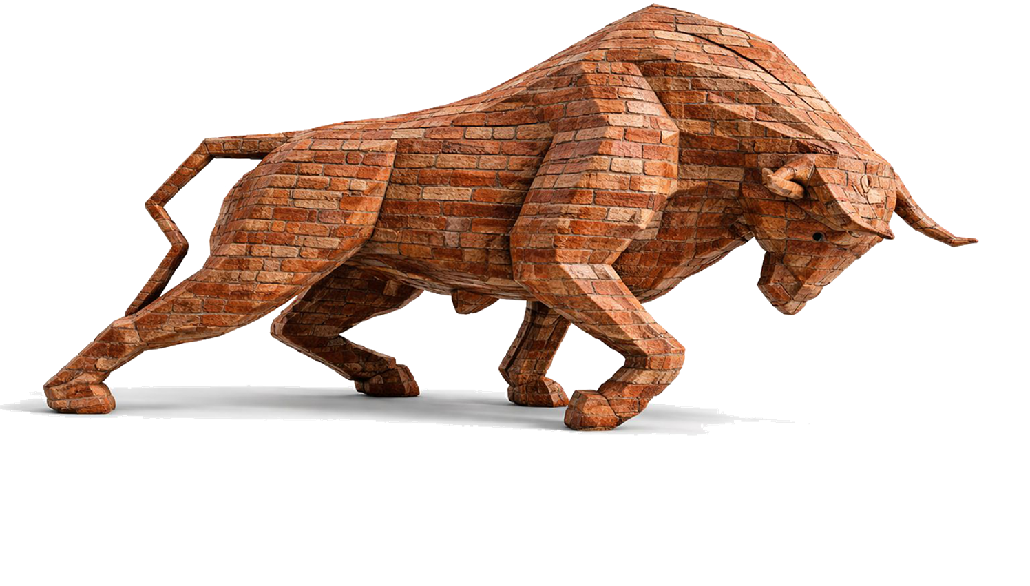 Brick bull sculpture — material craftsmanship